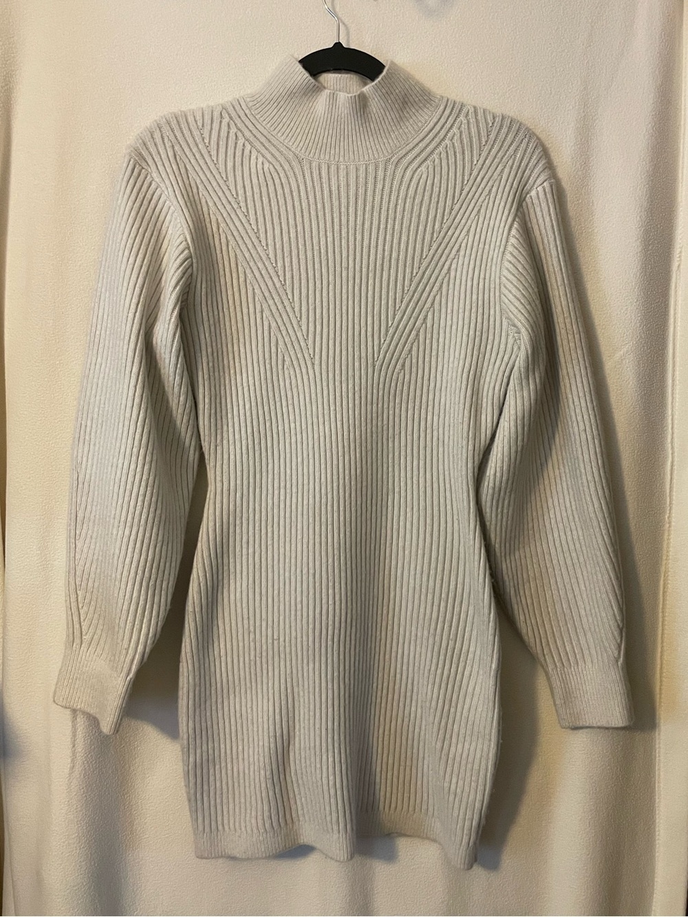 Women's Gray Ribbed Mock Neck Sweater Dress